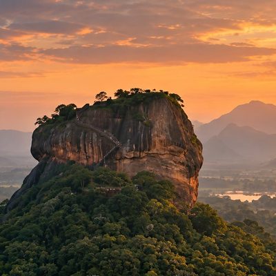 Sigiriya rock fortress at sunrise, Sri Lanka