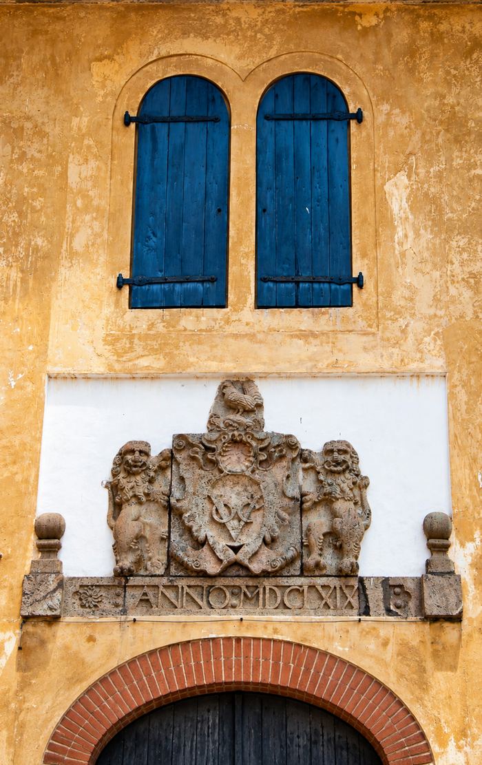 The Dutch East India Company arms above the Old Gate at Galle Fort, dated 1669