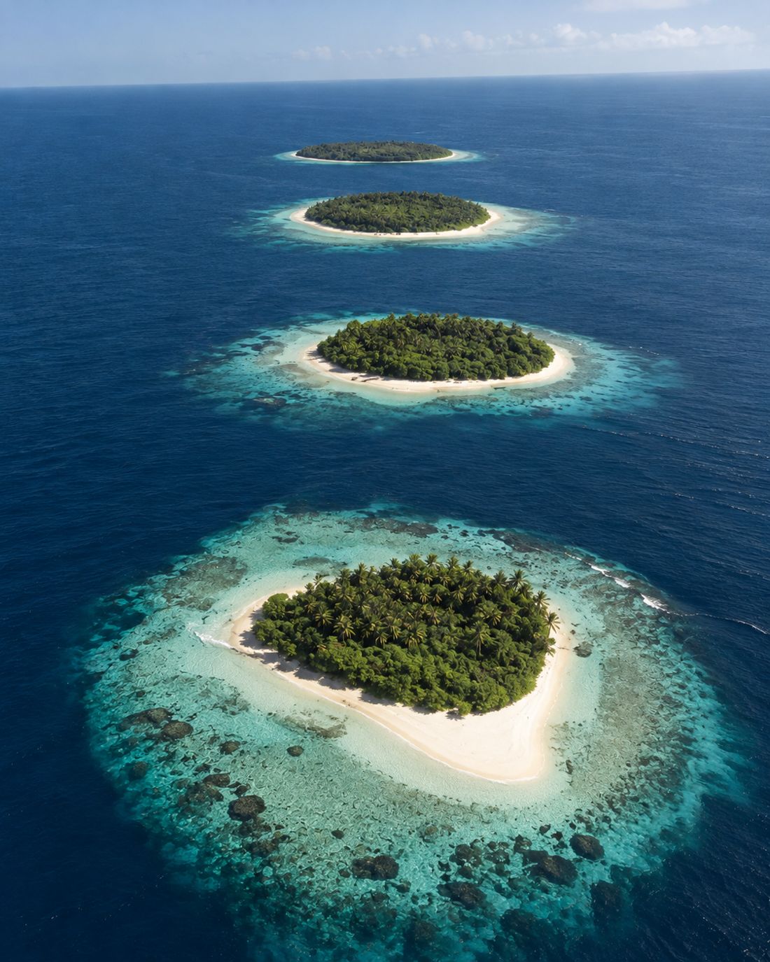 Islands in the Maldives from the air