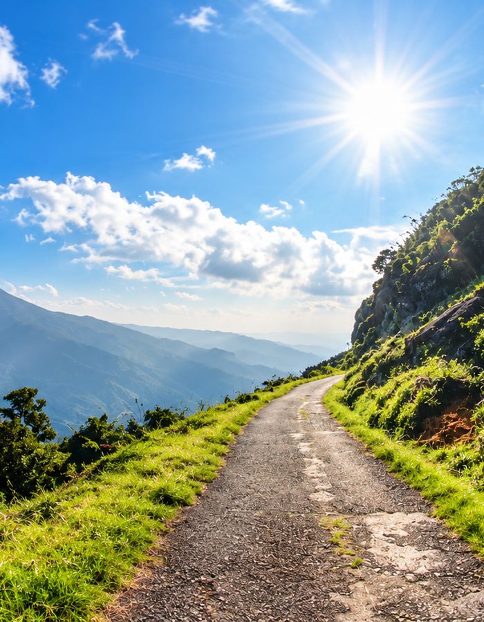 A Pekoe Trail path along a ridge above the Hanthana range