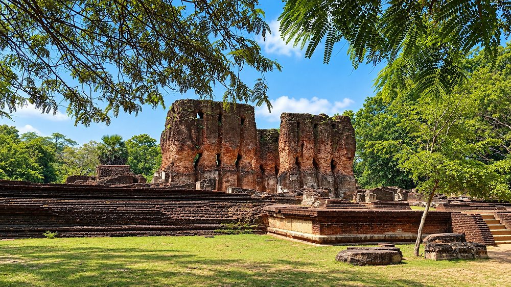 Brick walls of the royal palace of Parakramabahu I at Polonnaruwa, Sri Lanka