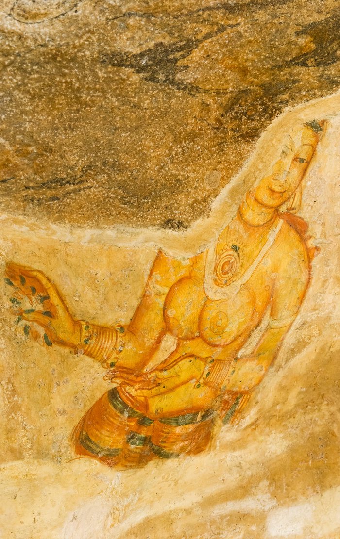A Sigiriya maiden painted on the rock face, fifth century
